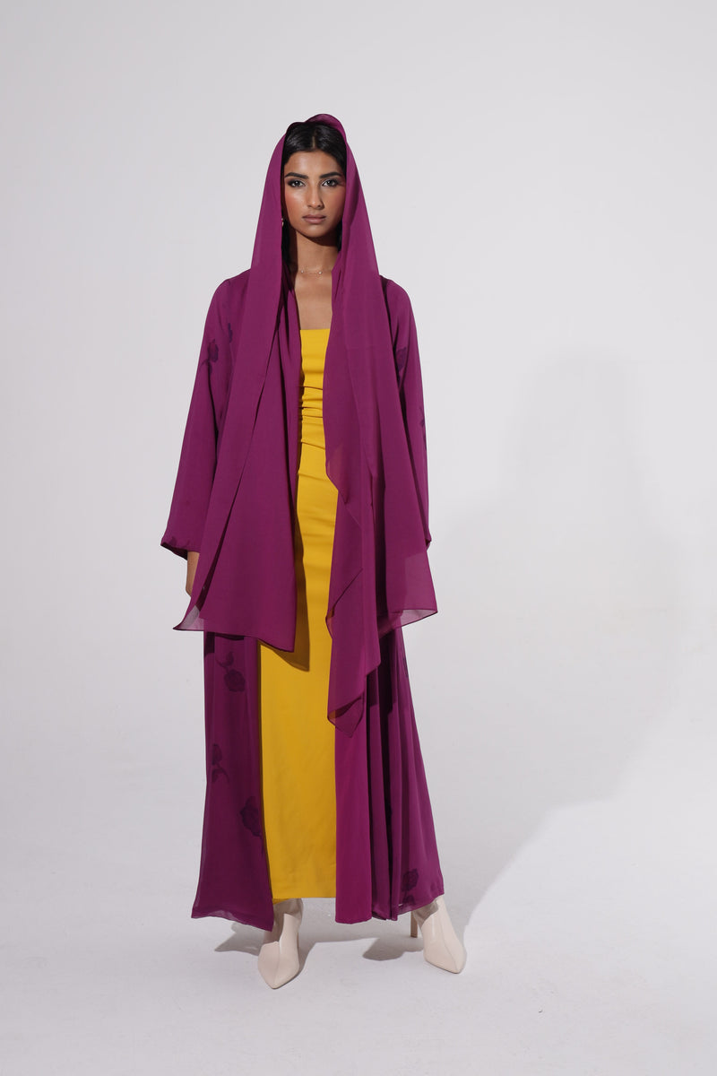 Magenta silk Zainah cut Abaya
