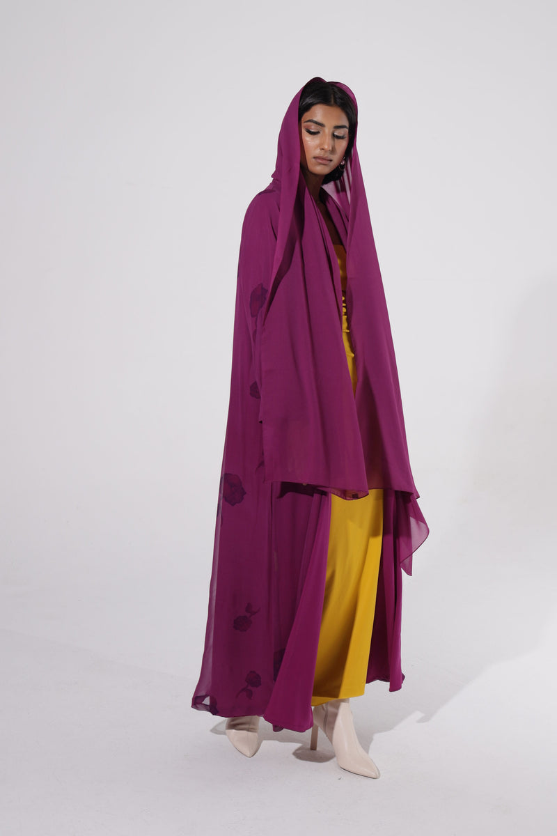 Magenta silk Zainah cut Abaya