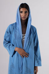 Blue mix silk Zainah cut Abaya