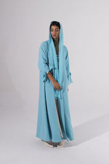 Round neck Abaya with Pearl embroidery