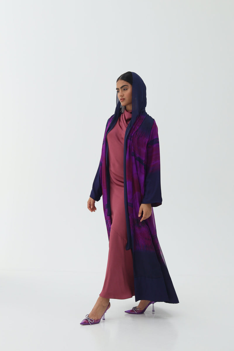 Mix Printed Pure Silk Zainah cut Abaya
