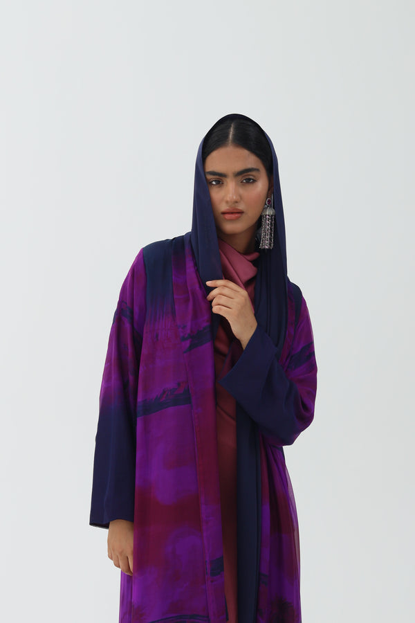 Mix Printed Pure Silk Zainah cut Abaya