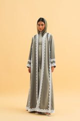 Olive Green Abaya with lace work