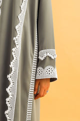 Olive Green Abaya with lace work
