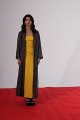 Blue and brown mix silk Zainah cut Abaya