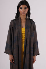 Blue and brown mix silk Zainah cut Abaya