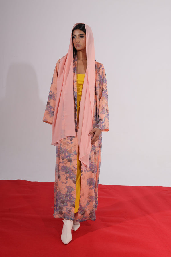 Light orange Silk Abaya