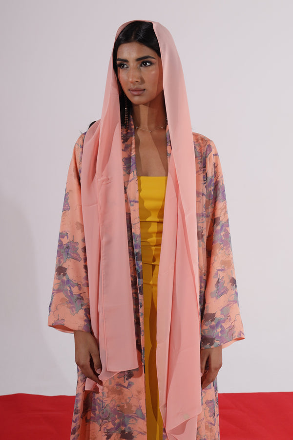 Light orange Silk Abaya