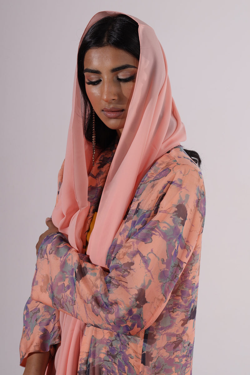 Light orange Silk Abaya