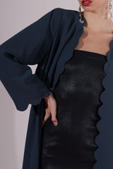 Navy blue Abaya with curved details