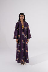 Floral printed Notched Collar Abaya