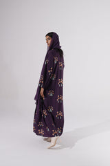 Floral printed Notched Collar Abaya