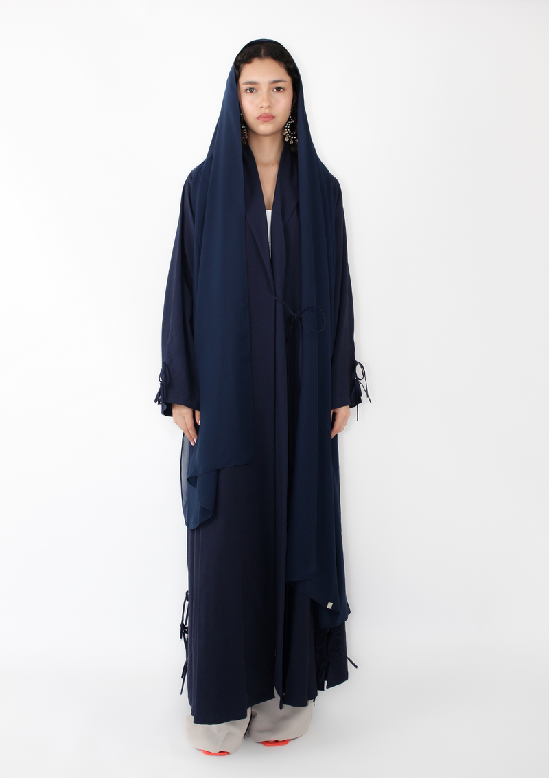 Navy blue side slit Abaya
