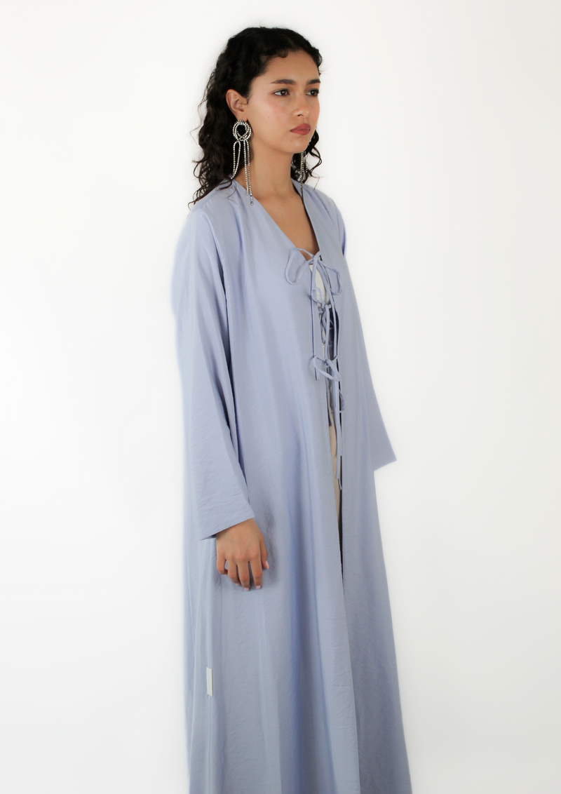 V-Neck Abaya with Tie Rope Details