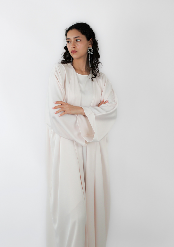 Pink V-Neck Bisht cut Abaya