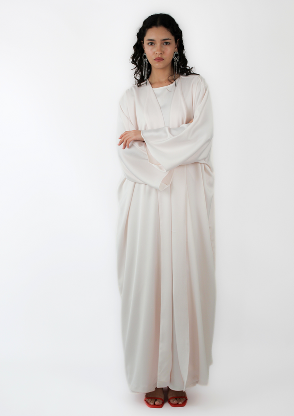 Pink V-Neck Bisht cut Abaya