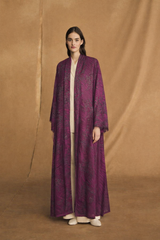 Zainah Cut Abaya - Fuchsia Pink with Dark Green Dantil