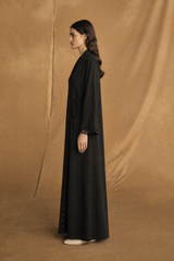 V High Neck Overlap Abaya - Tie Rope on Front