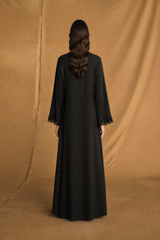 V High Neck Overlap Abaya - Tie Rope on Front