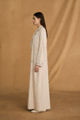 Notch Collar Abaya - Mixed Colour Buttons Half Front and Sleeves
