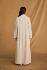 Notch Collar Abaya - Mixed Colour Buttons Half Front and Sleeves