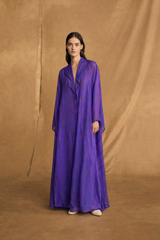 Purple with Beige Print - Pure Silk