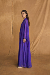 Purple with Beige Print - Pure Silk