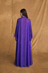 Purple with Beige Print - Pure Silk