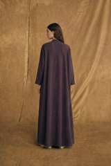 Round Neck Abaya - Tie Rope on Front - Dark Maroon