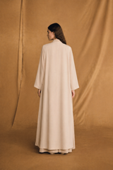 V Neck Abaya - Double Layer Front with Art Work