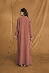V High Neck Overlap Abaya - Tie Rope on Front