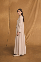 V Neck Abaya - Tie Rope on Front - Star Bead