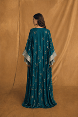 Box Neck Kaftan - Silver Leaf Bead Lace