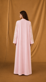 v Neck Abaya - Curvy Flower Lace