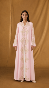 v Neck Abaya - Curvy Flower Lace