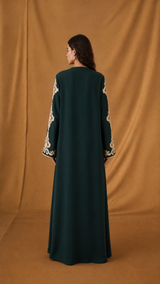 v Neck Abaya - Boder and Curvy Flower Lace