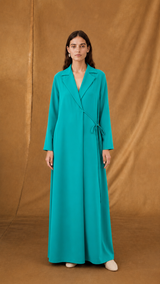 Notched Collar Abaya - Mixed Colour Front and Back - Mixed Fabric