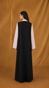Notched Collar Abaya - Mixed Colour Front and Back - Mixed Fabric