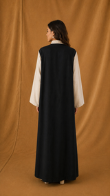 Notched Collar Abaya - Mixed Colour - Linen