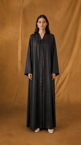 V Neck Abaya - Black Diamond Glitter