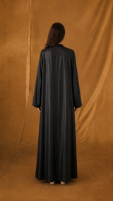 V Neck Abaya - Black Diamond Glitter