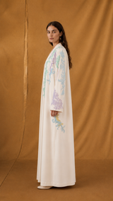 v Neck Abaya - Sequin Bead Lace