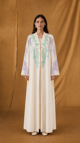 v Neck Abaya - Sequin Bead Lace