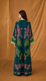 v Neck Stright Cut Abaya Silk in Digital Animal Printed&nbsp;