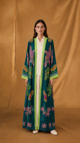 v Neck Stright Cut Abaya Silk in Digital Animal Printed&nbsp;