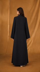 v Notch Cross Collar Abaya - Black