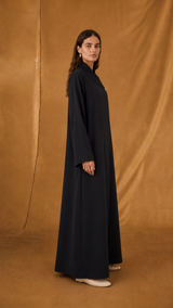 v Notch Cross Collar Abaya - Black