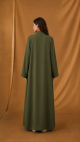 v Notch Cross Collar Abaya - Dark Green