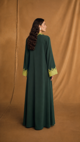v Neck Abaya - Light Green Floral Toor