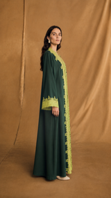 v Neck Abaya - Light Green Floral Toor